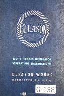 Gleason-Gleason No. 2, G2H Hypoid Generator, Operators Instruction Manual-#2-G2H-No. 2-01